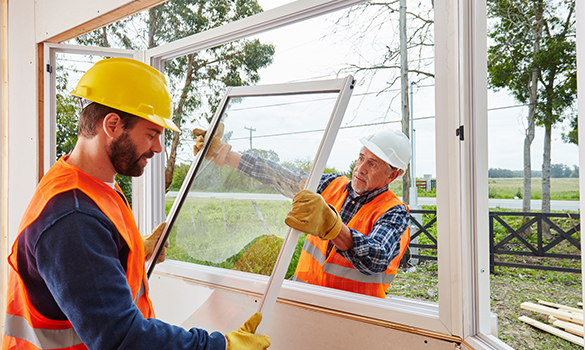 men installing a window