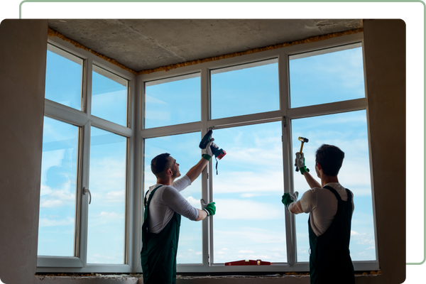 two men installing a new window