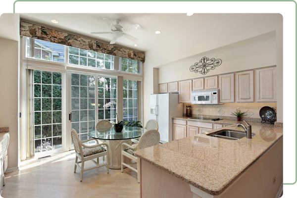 kitchen with sliding glass patio doors